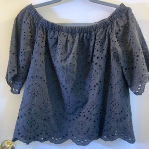 Tuckernuck Do+Be off the shoulder eyelet top